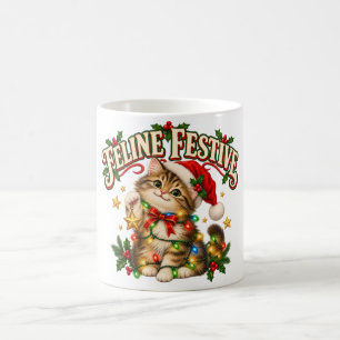 Tasse de Noël drôle de chaton festif félin