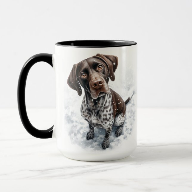 Tasse de Noël expliquant le Pointer allemand à poi (Gauche)