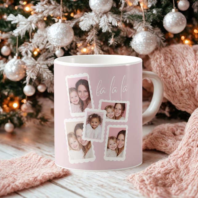 Tasse de Noël «Fa La La» Rose Moderne avec Multi P (Créateur téléchargé)