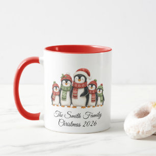 Tasse de Noël Famille de Manchots Mignons de 5