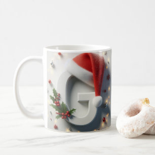 Tasse de Noël G initiale – Conception de lettre fe