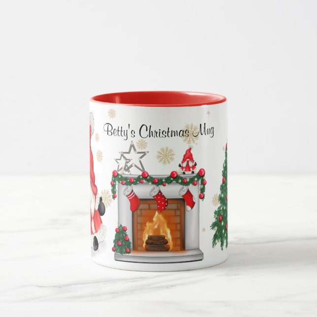 Tasse de Noël - Gnome & sapin de Noël. Modifiable (Centre)