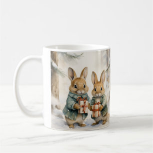 Tasse de Noël illustrée de jolis lapins