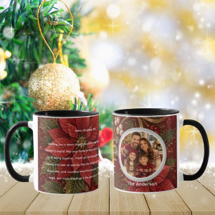 Tasse de Noël Message Photo de Famille Floral Crim