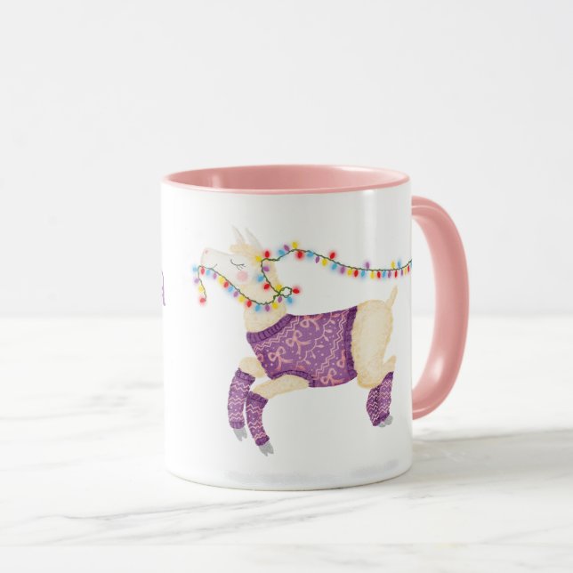 Tasse de Noël mignonne Fa-la-la-la-lama (Devant droit)