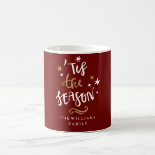 Tasse de Noël Modern Red Gold 'C'est La Saison'