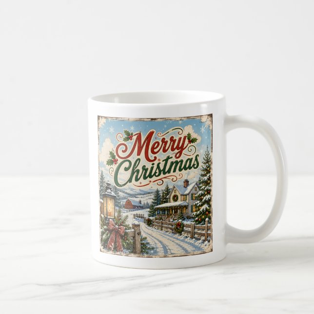 tasse de noël paysage vintage  (Droite)