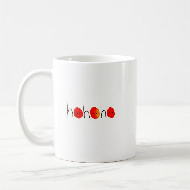 Tasse de Noël peinte à la main Fun Ho Ho Ho Rouge  (Gauche)