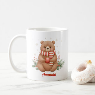 Tasse de Noël personnalisée avec un ours fantaisis