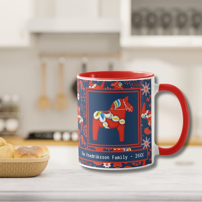 Tasse de Noël personnalisée Cheval de Dala (Créateur téléchargé)