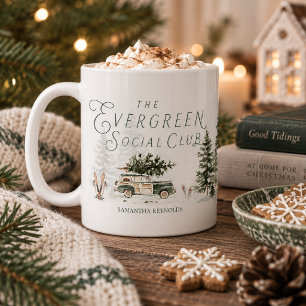 Tasse de Noël personnalisée Evergreen Social Club
