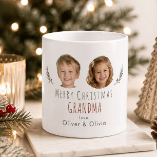 Tasse de Noël personnalisée pour grand-mère avec p