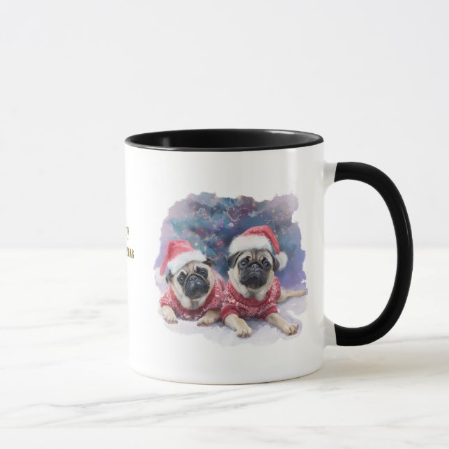 Tasse de Noël pour amateurs de chiens/Carlin (Droite)