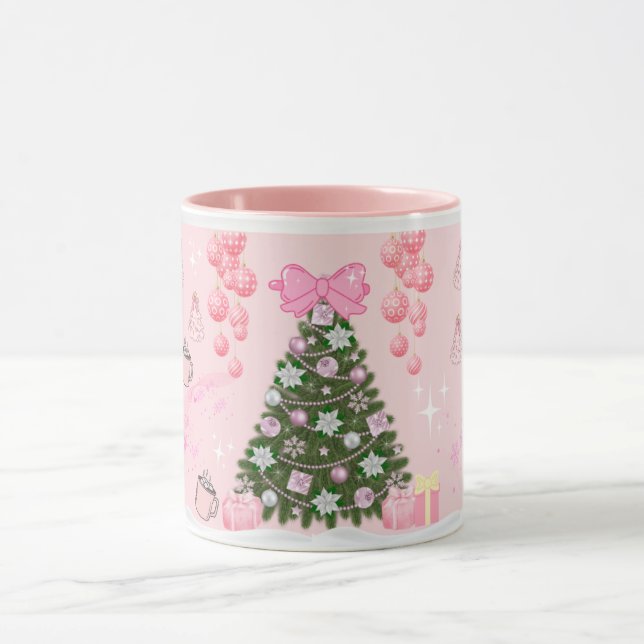 Tasse de Noël Rose Rêveuse / Douce Fille✨ (Centre)