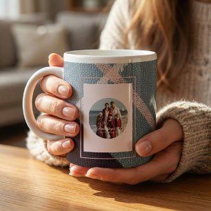 Tasse de Noël spéciale photo rustique carreaux mod