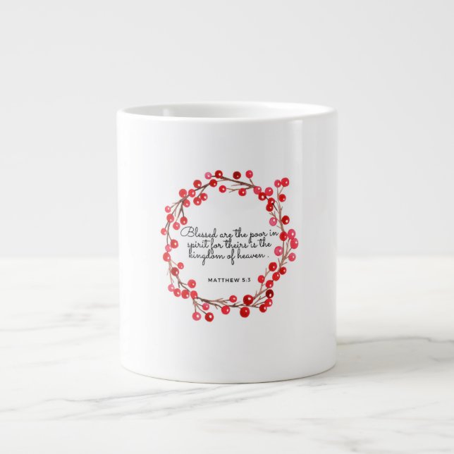 Tasse de Noël Verset Matthieu 5:3 (Devant)