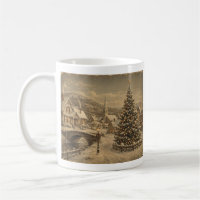 tasse de noël village vintage