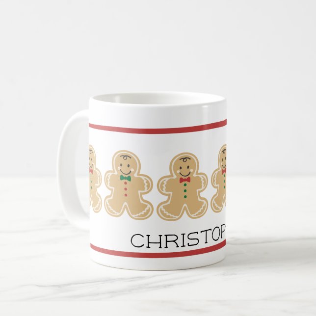 Tasse de nom de Noël de bonhomme en pain d'épice (Devant gauche)