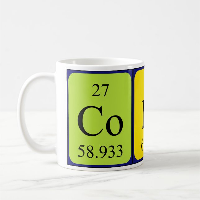 Tasse de nom de table périodique de Colin (Gauche)