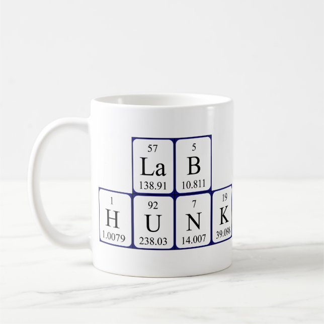 Tasse de nom de table périodique de gros morceau (Gauche)