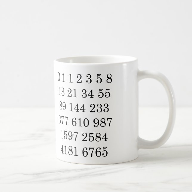 Tasse de nombres de Fibonacci de maths de tasse (Droite)