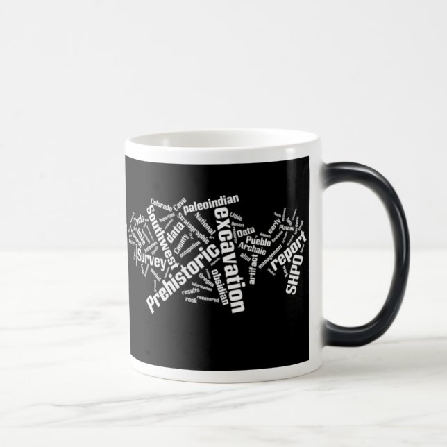 Tasse de nuage de mot d'archéologie : blanc sur le (Droite)
