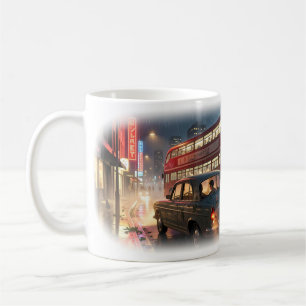 Tasse de nuit de ville à double étage néon pluvieu