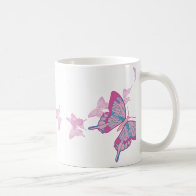 Tasse de papillon de rose de bleu de ciel (Droite)