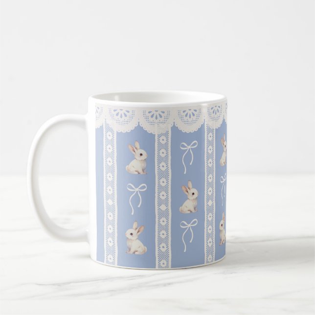 Tasse de Pâques Lapin Aquarelle Dentelle Coquette  (Gauche)