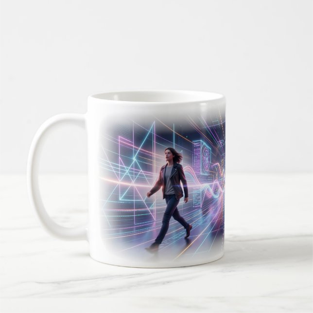 Tasse de parcours de ville du futur néon à travers (Gauche)