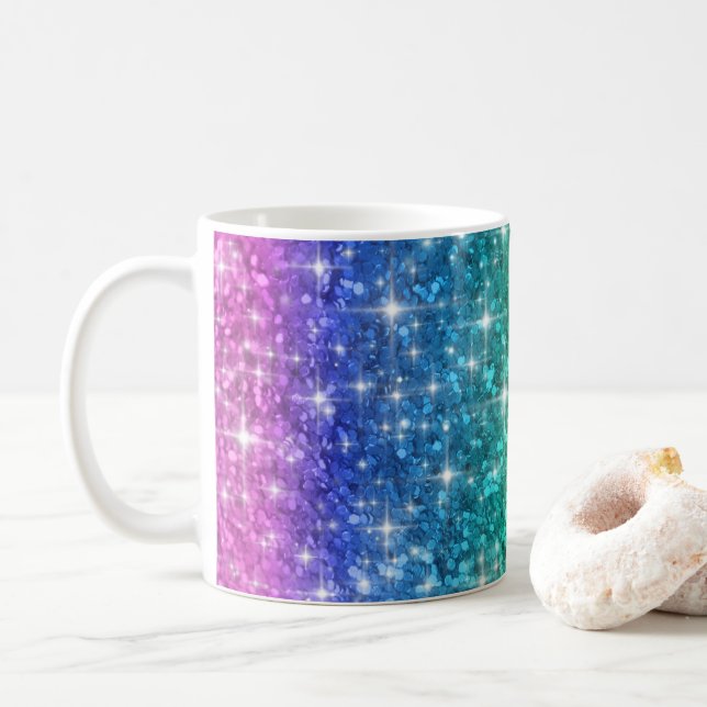 Tasse de parties scintillantes d'arc-en-ciel (Avec donut)