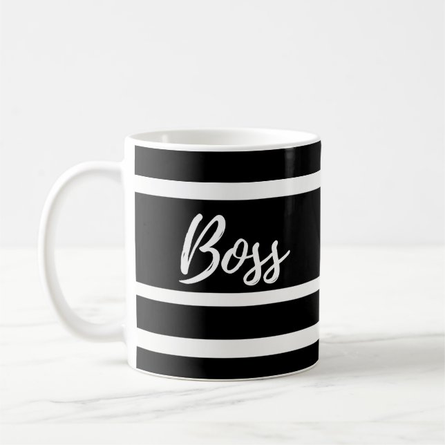 Tasse de patron, rayures noires et blanches (Gauche)