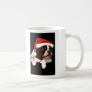 Tasse de pattes de Père Noël de chiot de Boston