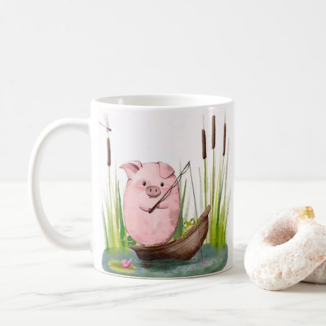 Tasse de pêche au cochon fantaisiste (Avec donut)