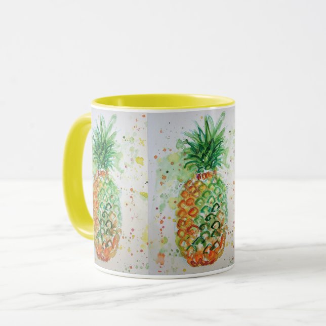 Tasse de peinture aquarelle d'ananas (Devant gauche)