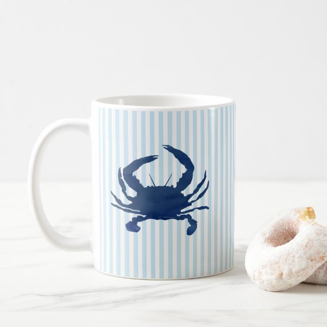 Tasse de peinture nautique crabe bleu rayure bleue (Avec donut)