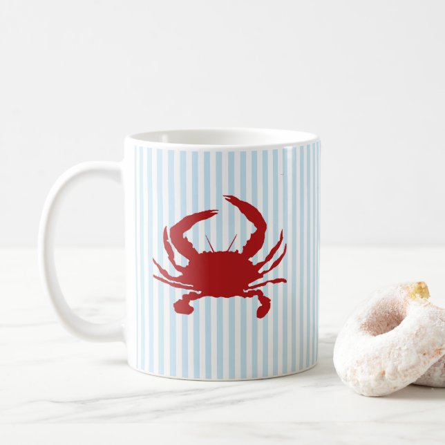 Tasse de peinture nautique de crabe rouge rayure b (Avec donut)