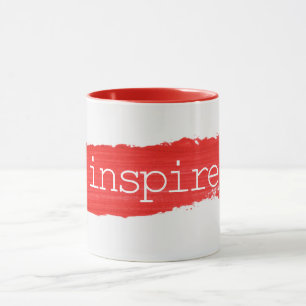 Tasse de peinture rouge avec texte INSPIRE