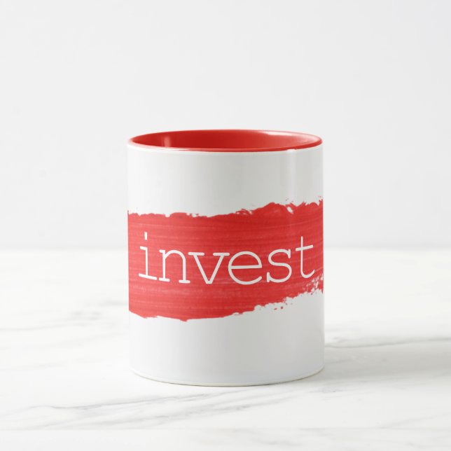 Tasse de peinture rouge avec texte INVEST (Centre)