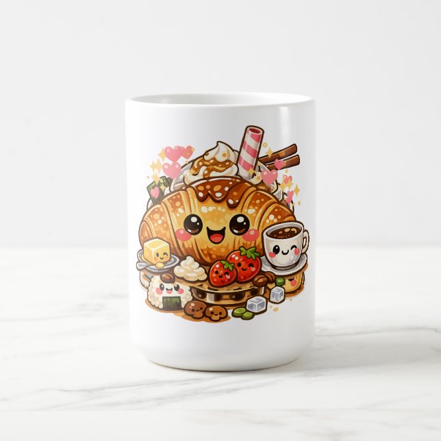 Tasse de petit-déjeuner Croissant Kawaii (Centre)
