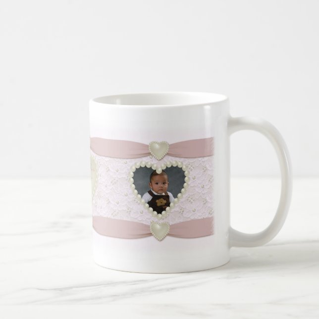Tasse de photo de bébé en dentelle rose pastel per (Droite)