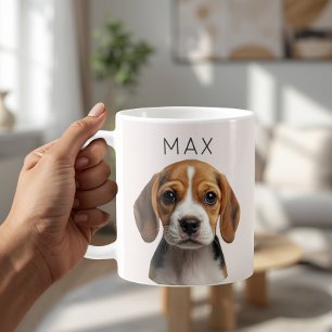 Tasse de photo de chien personnalisée beige rose