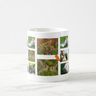 Tasse de photo de collage de lapin (ronde)