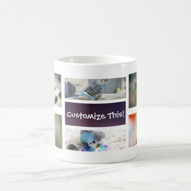 Tasse de photo de collage d'oiseau (Centre)