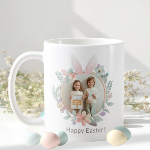 Tasse de photo de Pâques au pastel élégant Cadre