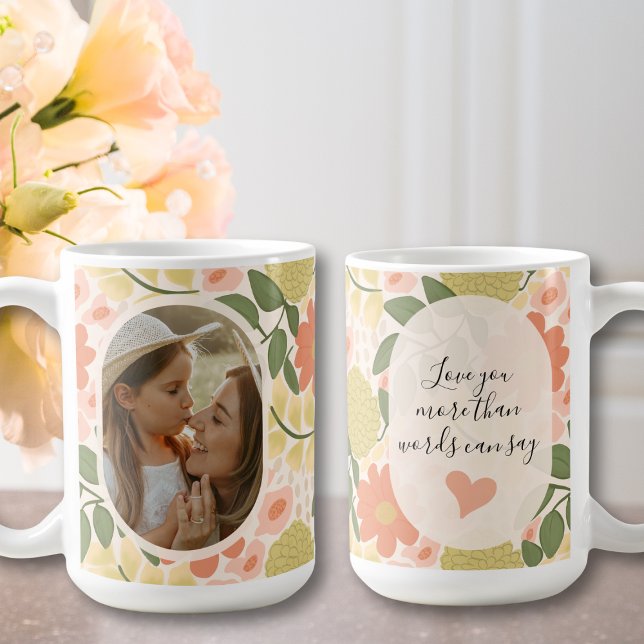 Tasse de photo florale personnalisée – Message mod (Personalized Photo Mug with Custom Message)