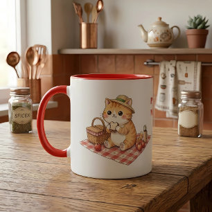 Tasse de pique-nique de chat roux vintage Kawaii