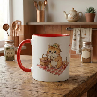 Tasse de pique-nique de chat roux vintage Kawaii