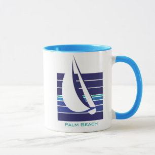 Tasse de plage de Square_Palm de bleus de bateau