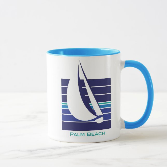 Tasse de plage de Square_Palm de bleus de bateau (Droite)
